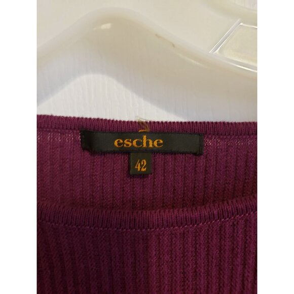 Esche purple, short sleeve,  ribbed, peplum hem, cropped sweater, size 42 / L - Picture 3 of 7